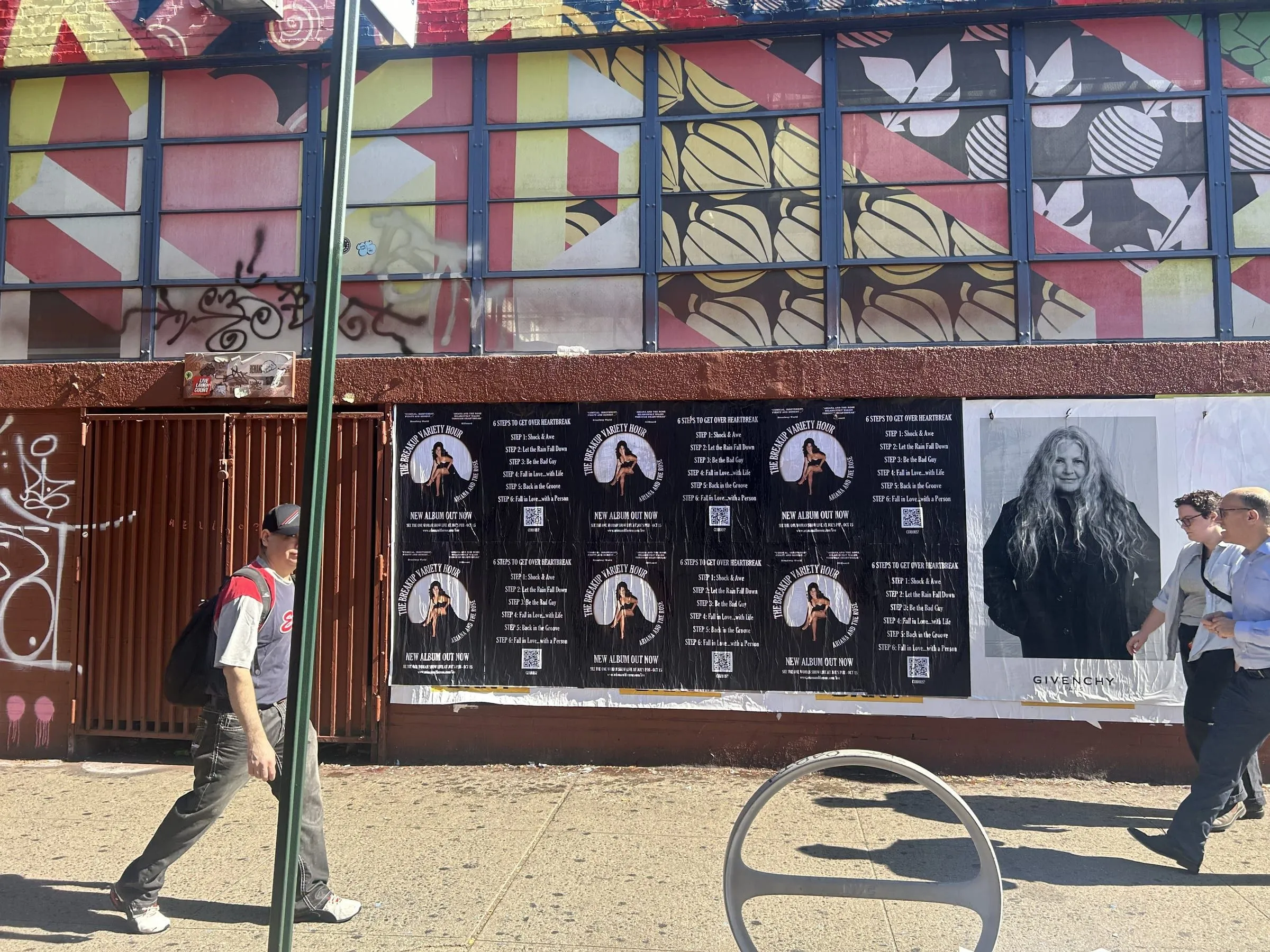 Ariana and the Rose 'The Breakup Variety Hour' wheatpaste album posters on Manhattan's Lower East Side, documented street install, by Beyond Street Media