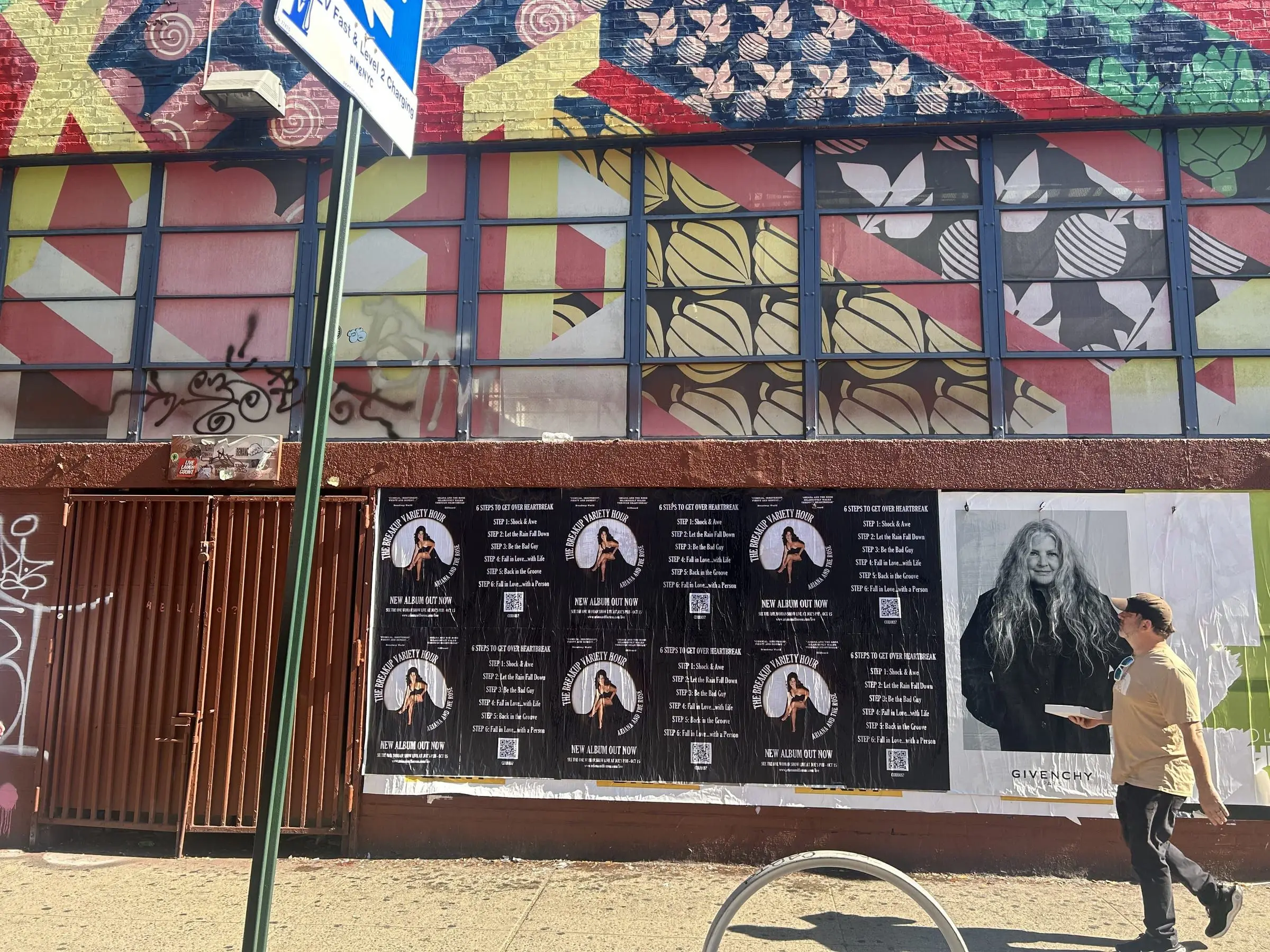 Ariana and the Rose 'The Breakup Variety Hour' wheatpaste album posters on Manhattan's Lower East Side, documented street install, by Beyond Street Media