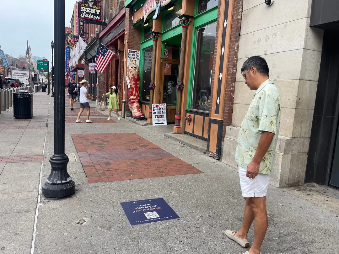 Avvoka sidewalk stencil and floor graphic in downtown Nashville by Beyond Street Media (photo 8 of 19).