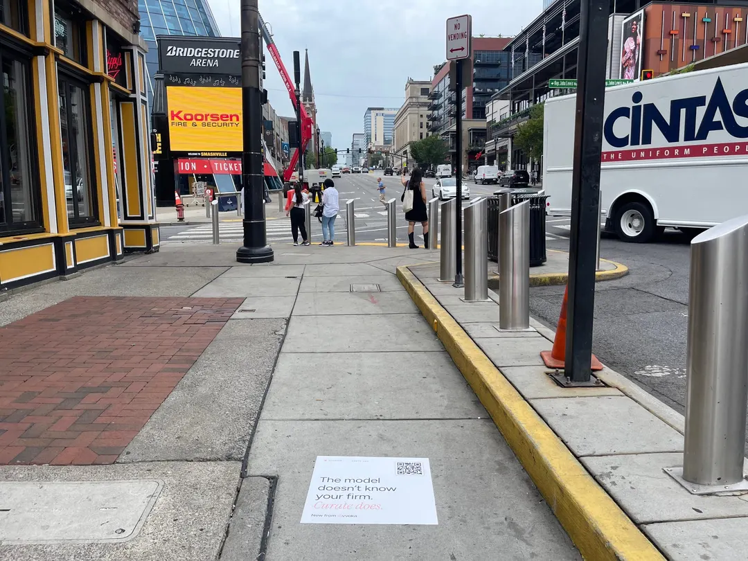 Avvoka sidewalk stencil and floor graphic in downtown Nashville by Beyond Street Media (photo 2 of 19).