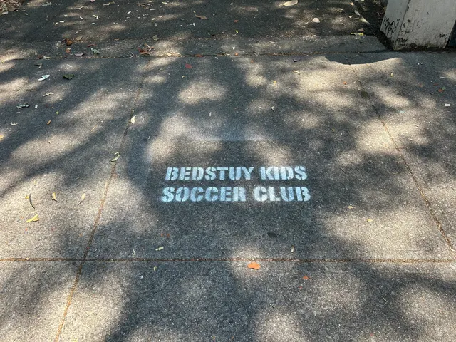 Sidewalk stencil for Bedstuy Kids Soccer Club in Bed-Stuy, Brooklyn NY by Beyond Street Media (photo 10 of 10).