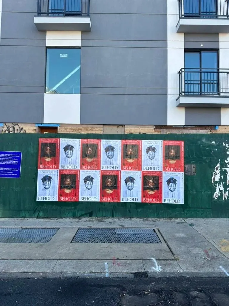 Maria Magdalena Campos-Pons BEHOLD exhibition wheatpaste poster grid in New York City