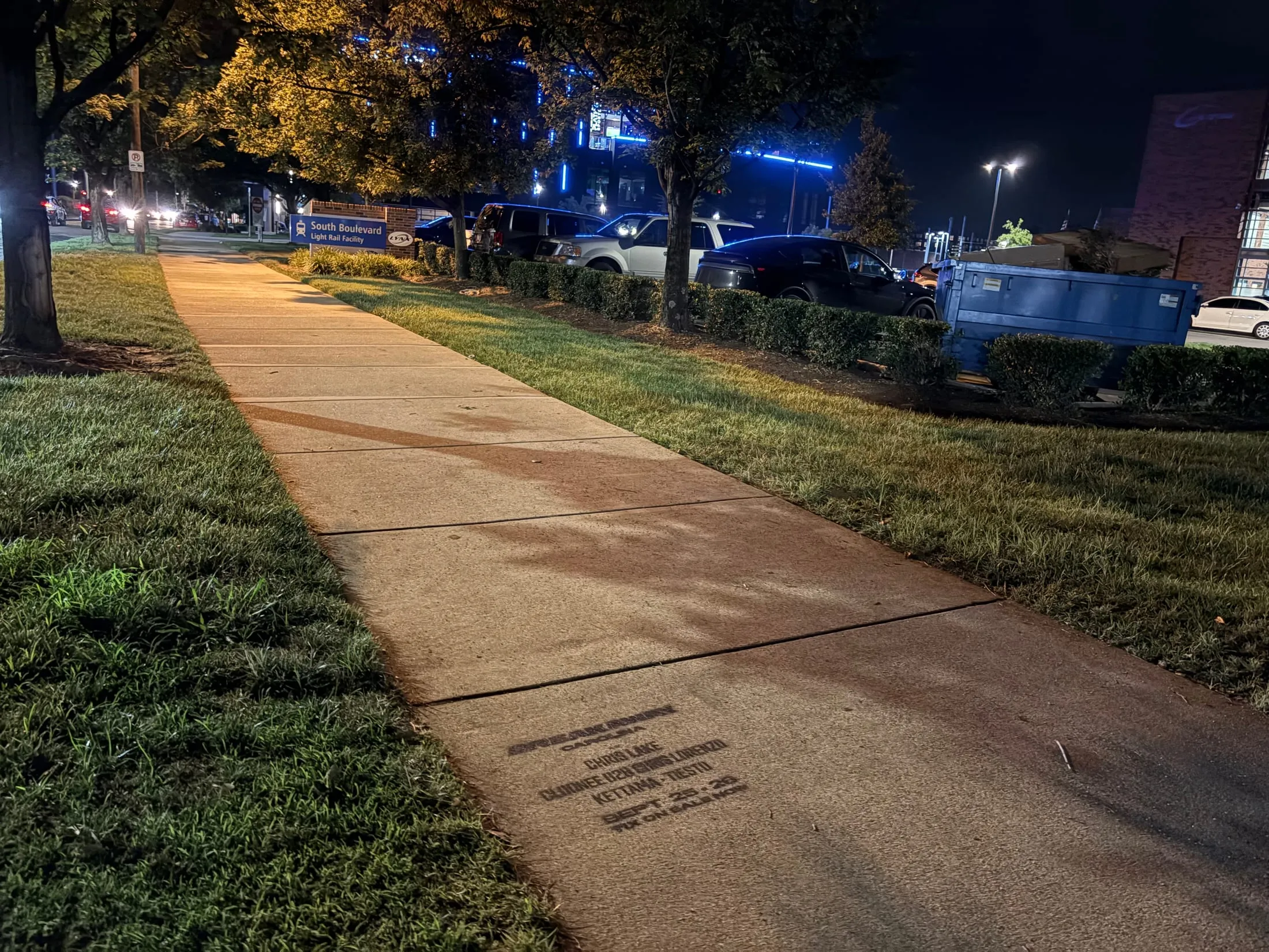 Chalk stencil for Breakaway Music Festival on a South End greenway path, Charlotte NC