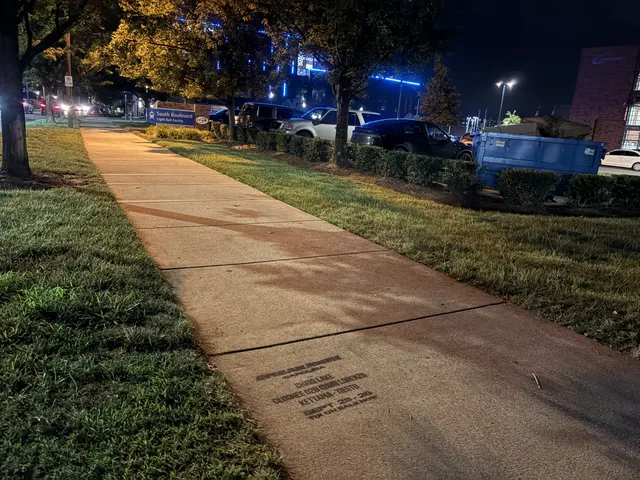 Chalk stencil for Breakaway Music Festival on a South End greenway path, Charlotte NC