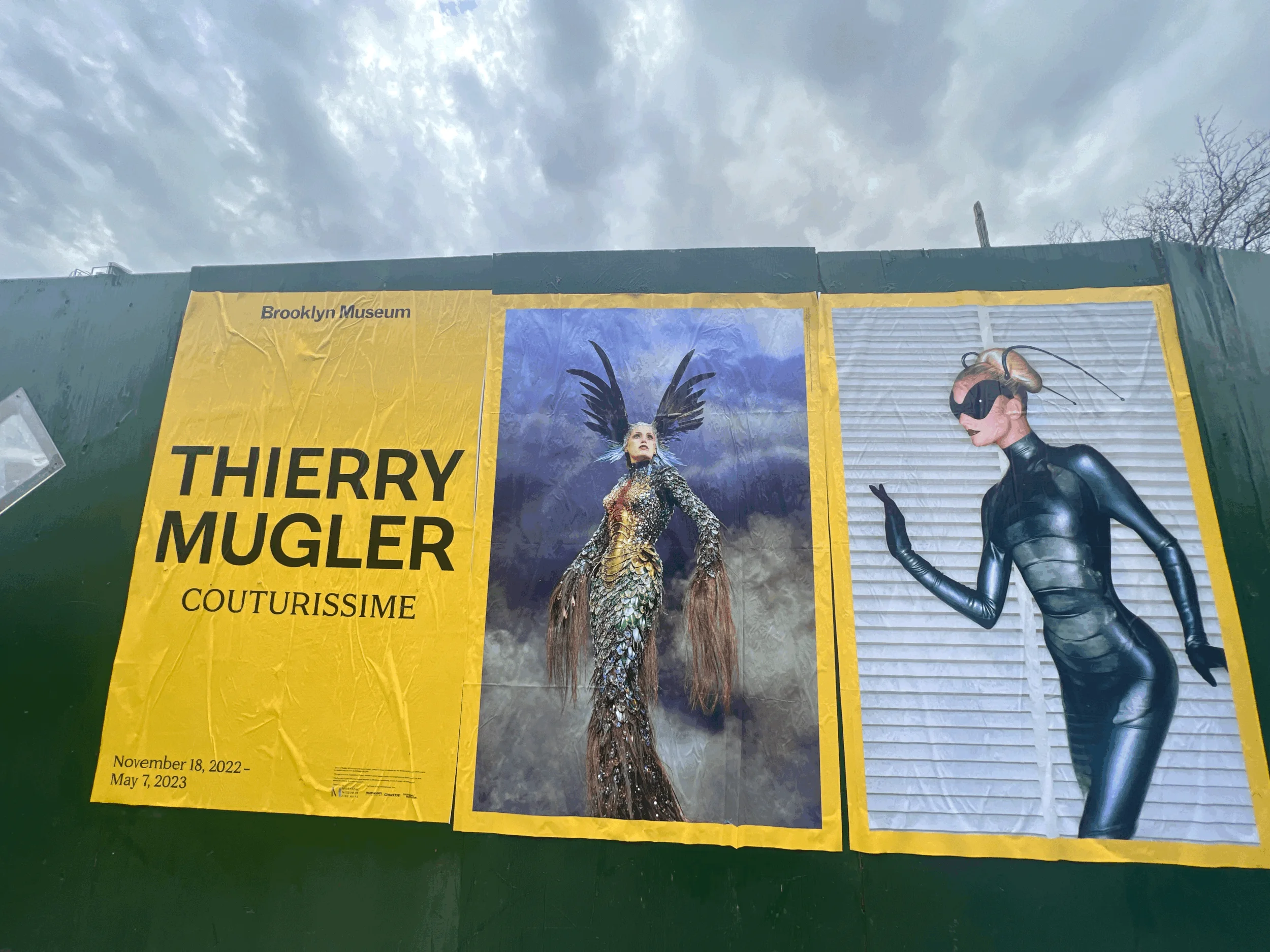 Brooklyn Museum 'Thierry Mugler: Couturissime' exhibition wheatpaste poster in Brooklyn, NY by Beyond Street Media