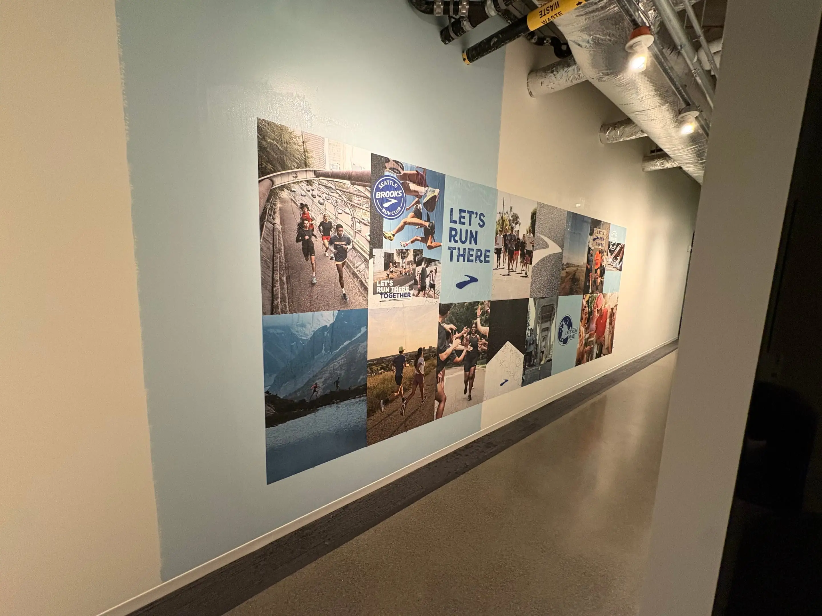 Brooks 'Let's Run There' run-club photo-collage wall installation by Beyond Street Media