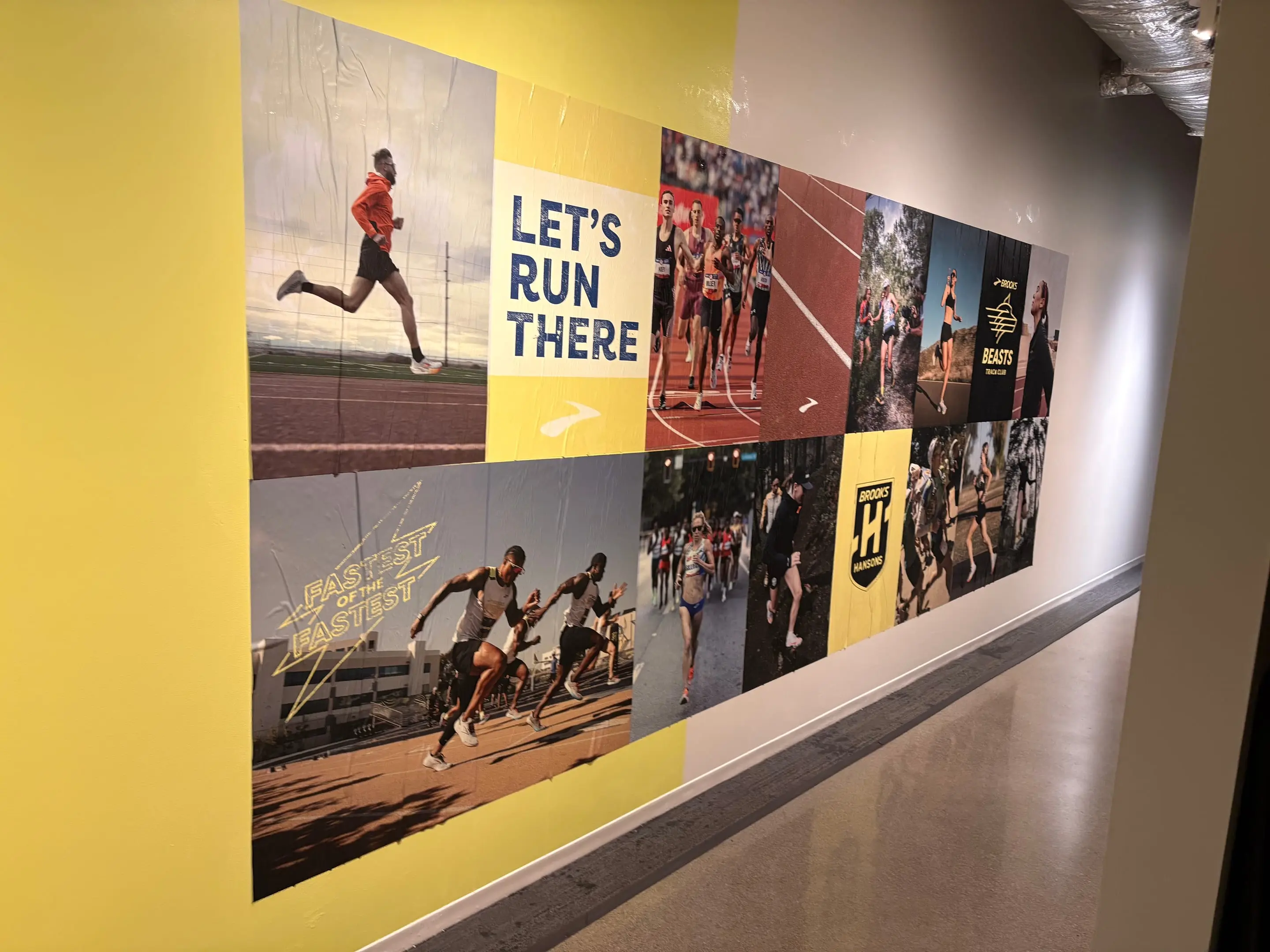 Brooks 'Let's Run There' run-club photo-collage wall installation by Beyond Street Media