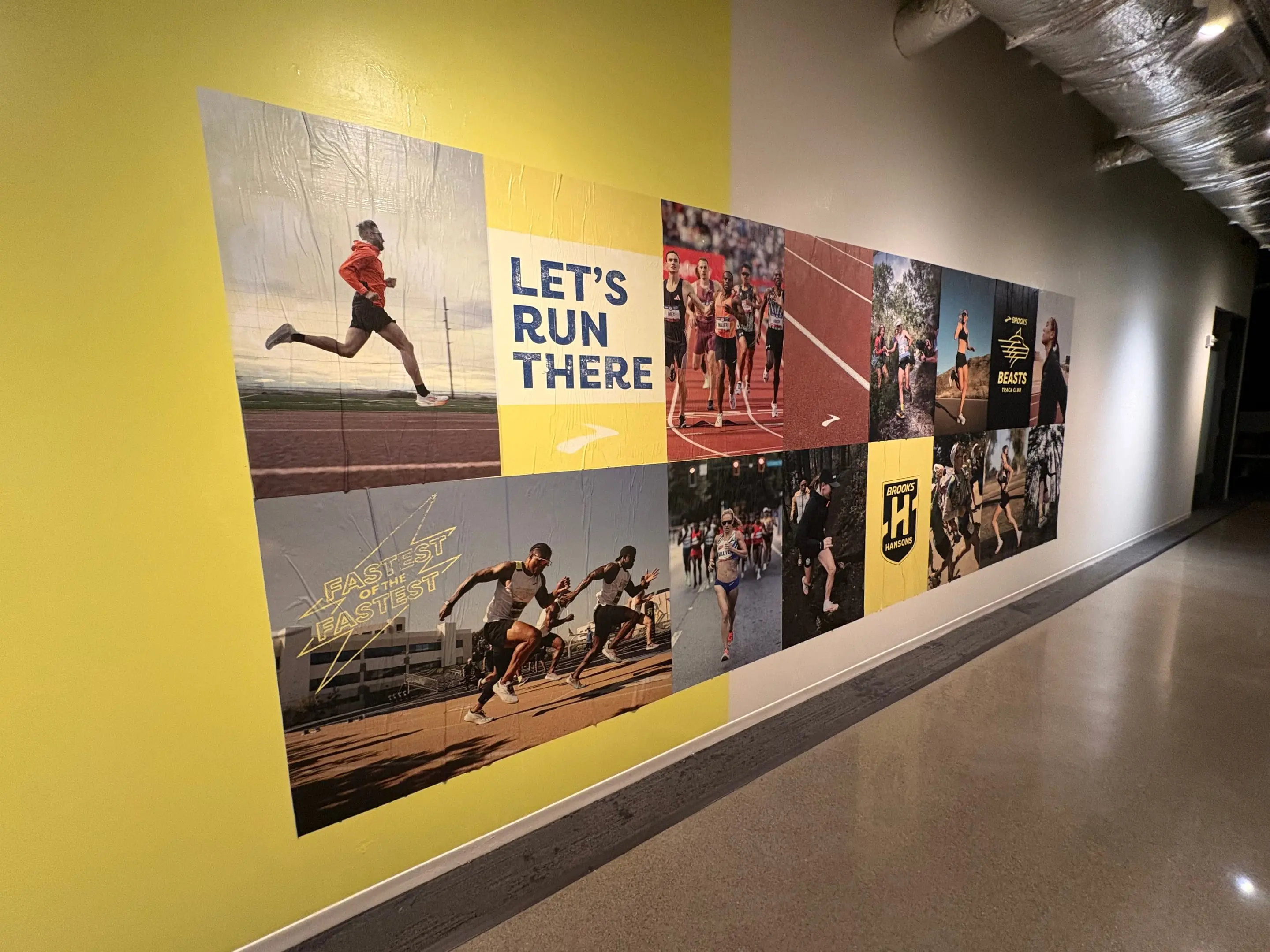 Brooks 'Let's Run There' run-club photo-collage wall installation by Beyond Street Media