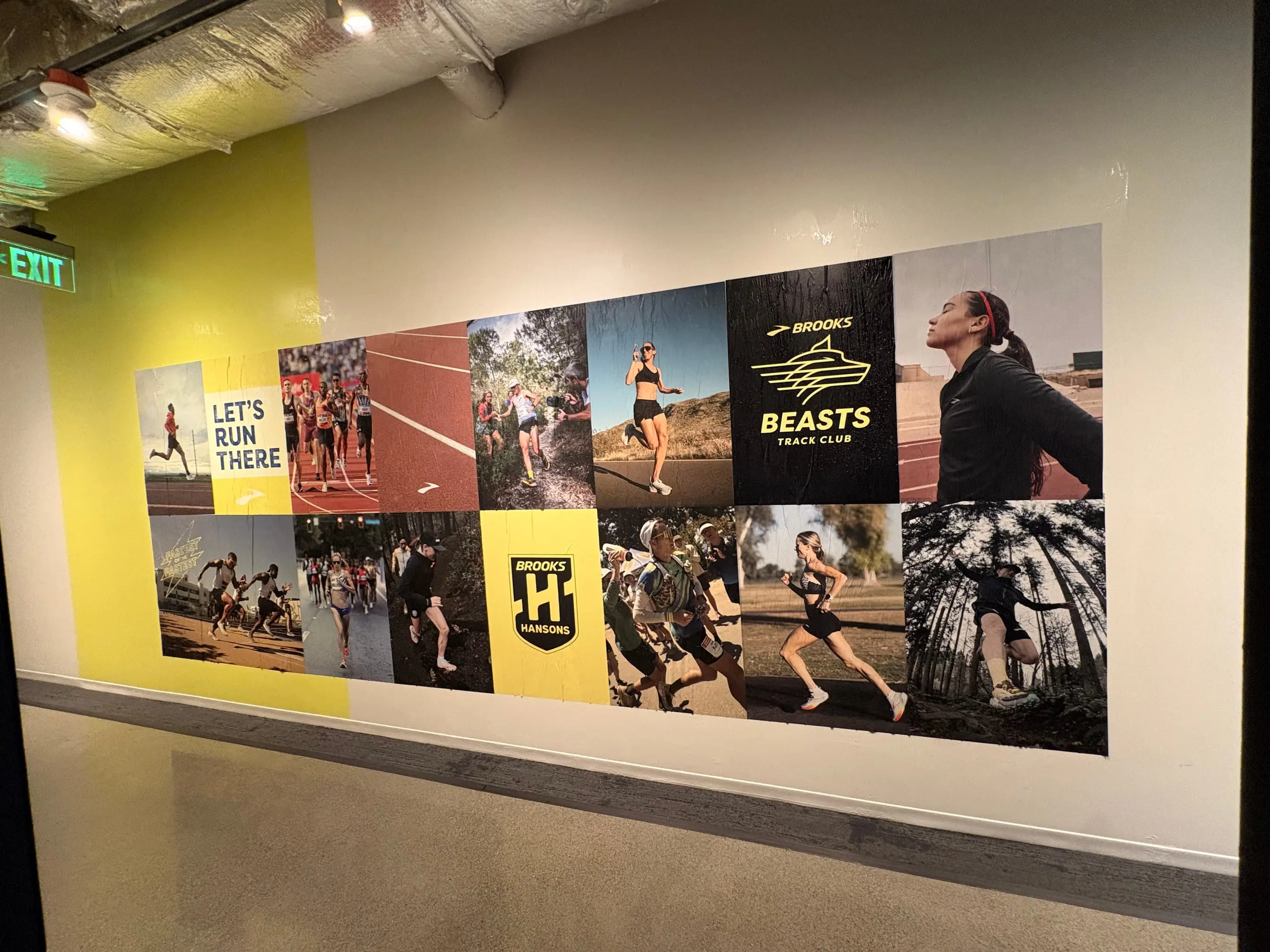 Brooks 'Let's Run There' run-club photo-collage wall installation by Beyond Street Media
