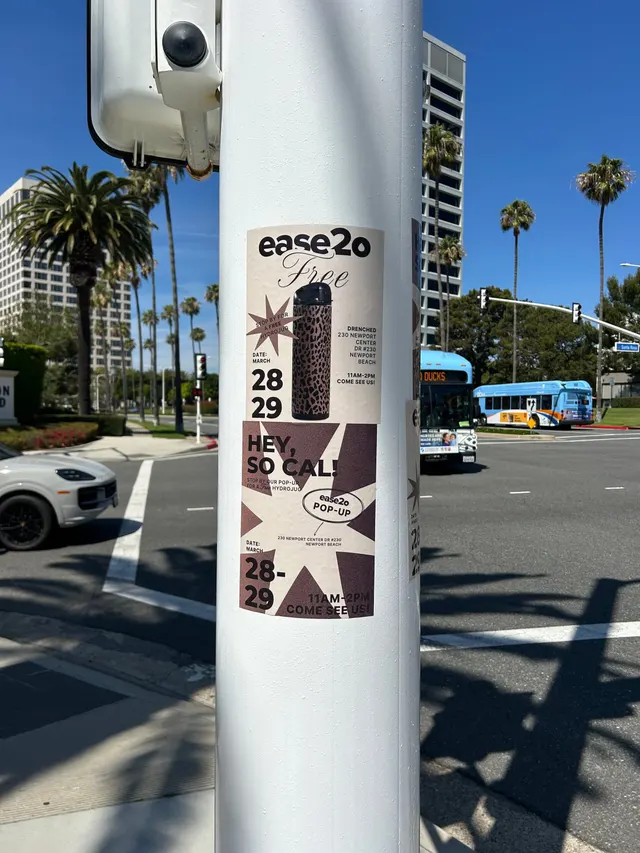ease2o pop-up pole sticker on lamp post in Newport Beach, CA by Beyond Street Media (photo 7 of 61).