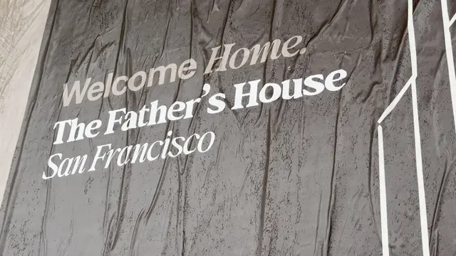 Jumbo custom-branded posters for The Father's House SF covering a street-level wall on Ocean Avenue in San Francisco, CA by Beyond Street Media (photo 9 of 9).