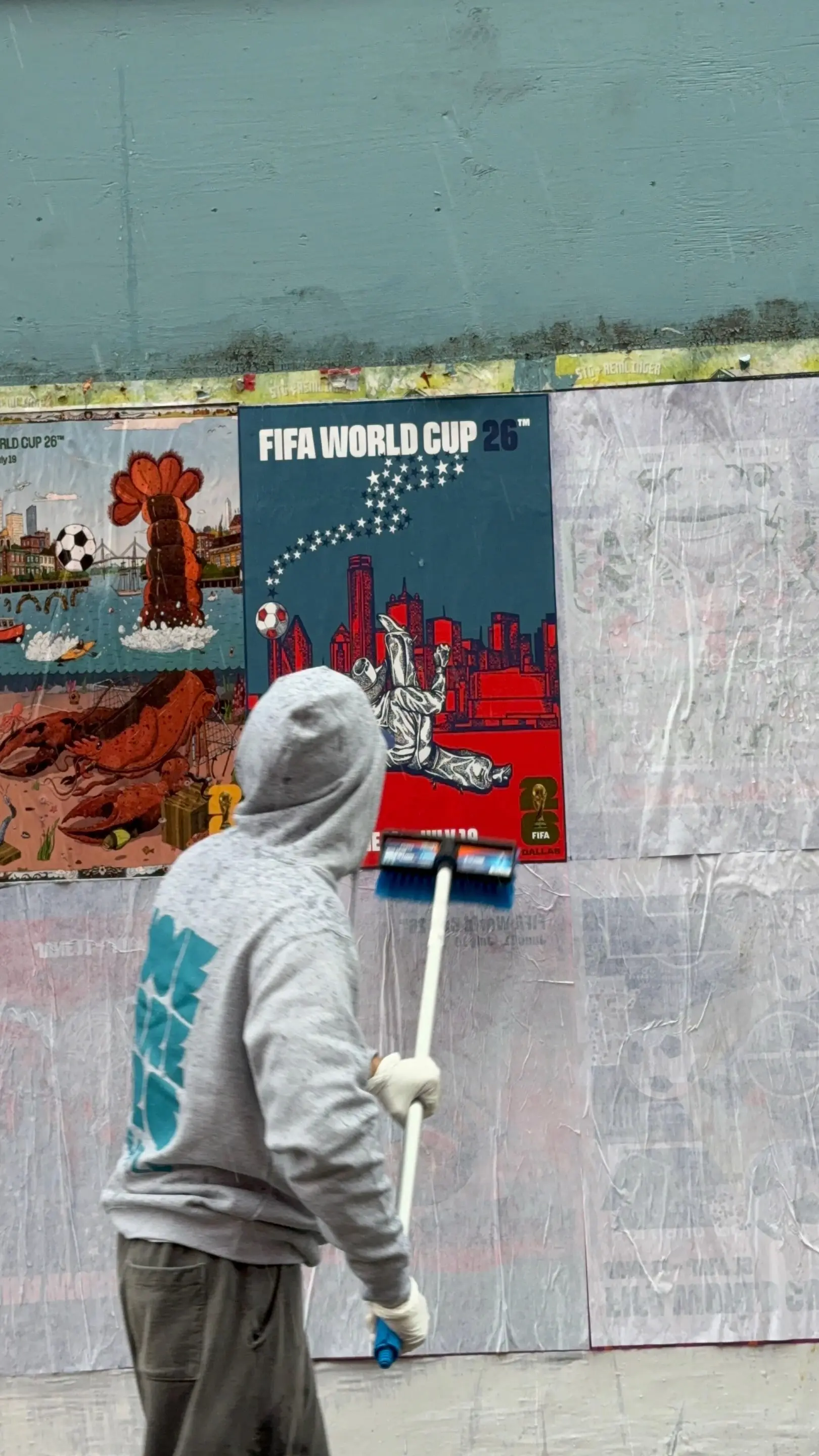 FIFA World Cup 2026 host-city poster wall by Beyond Street Media, multi-city host-city campaign