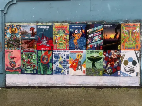 FIFA World Cup 2026 wheatpaste poster campaign installed by Beyond Street Media, Seattle city-specific poster on documented walls (photo 6 of 9).