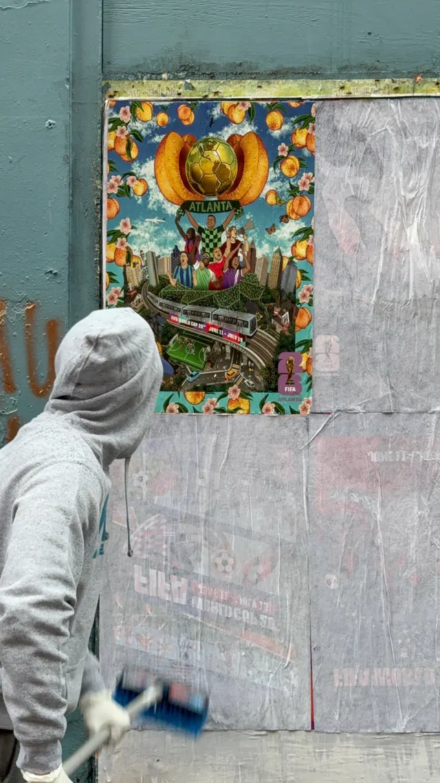 FIFA World Cup 2026 wheatpaste poster campaign installed by Beyond Street Media, Seattle city-specific poster on documented walls (photo 7 of 9).