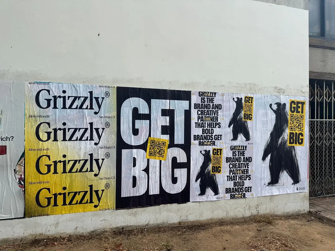 Grizzly 48x72 jumbo wheatpaste poster in downtown San Diego by Beyond Street Media (photo 6 of 16).