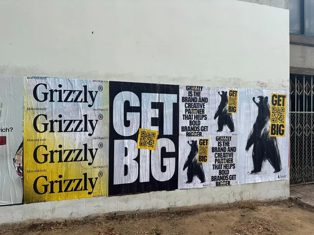 Grizzly 48x72 jumbo wheatpaste poster in downtown San Diego by Beyond Street Media (photo 6 of 16).