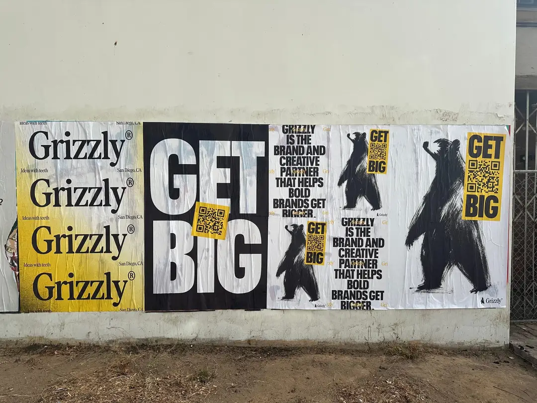 Grizzly 48x72 jumbo wheatpaste poster in downtown San Diego by Beyond Street Media (photo 10 of 16).