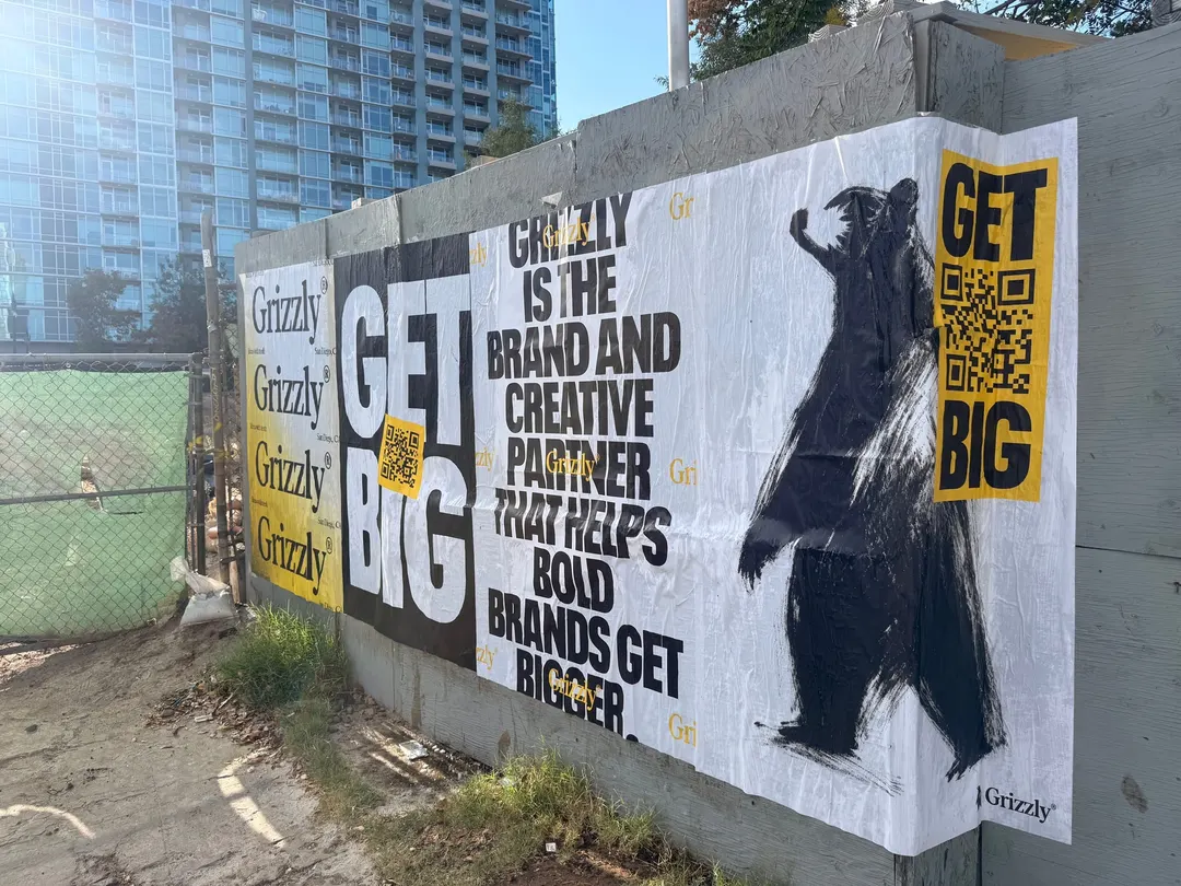 Grizzly 48x72 jumbo wheatpaste poster in downtown San Diego by Beyond Street Media (photo 2 of 16).