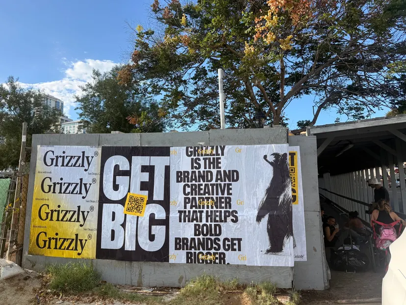 Grizzly 48x72 jumbo wheatpaste poster in downtown San Diego by Beyond Street Media (photo 11 of 16).