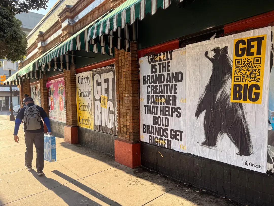 Grizzly 48x72 jumbo wheatpaste poster in downtown San Diego by Beyond Street Media (photo 5 of 16).