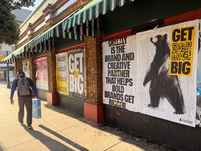 Grizzly 48x72 jumbo wheatpaste poster in downtown San Diego by Beyond Street Media (photo 5 of 16).
