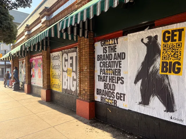 Grizzly 48x72 jumbo wheatpaste poster in downtown San Diego by Beyond Street Media (photo 9 of 16).