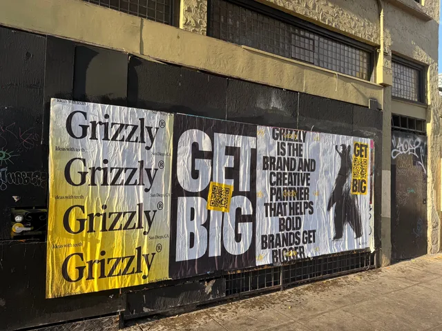 Grizzly 48x72 jumbo wheatpaste poster in downtown San Diego by Beyond Street Media (photo 7 of 16).