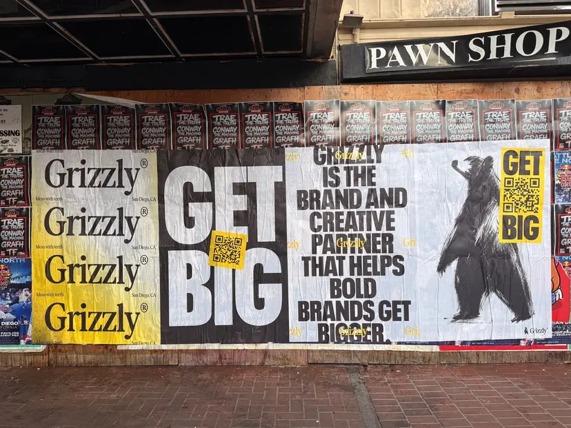 Grizzly 48x72 jumbo wheatpaste poster in downtown San Diego by Beyond Street Media (photo 4 of 16).