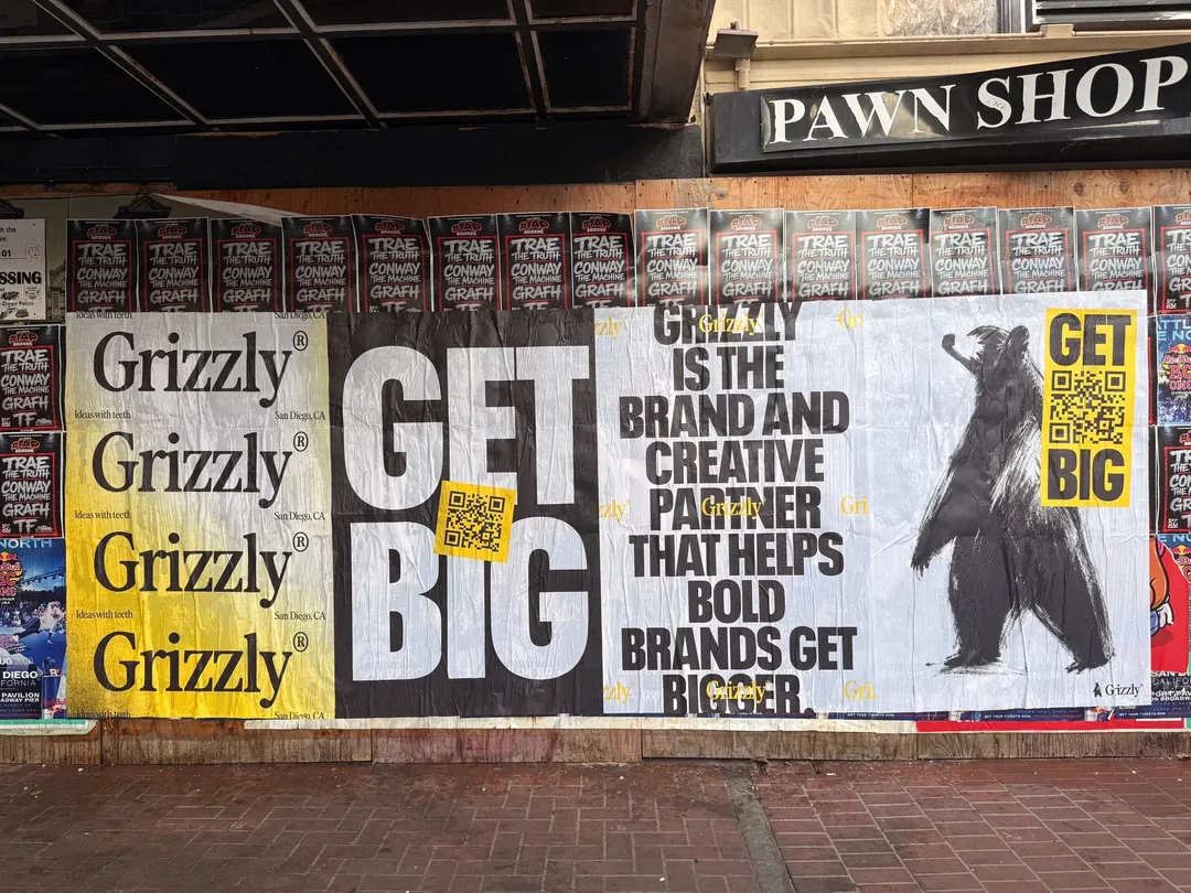 Grizzly 48x72 jumbo wheatpaste poster in downtown San Diego by Beyond Street Media (photo 4 of 16).