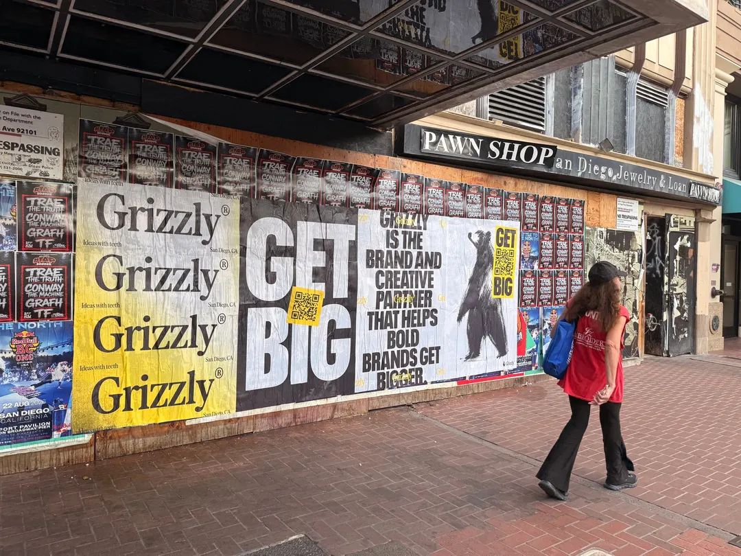 Grizzly 48x72 jumbo wheatpaste poster in downtown San Diego by Beyond Street Media (photo 3 of 16).
