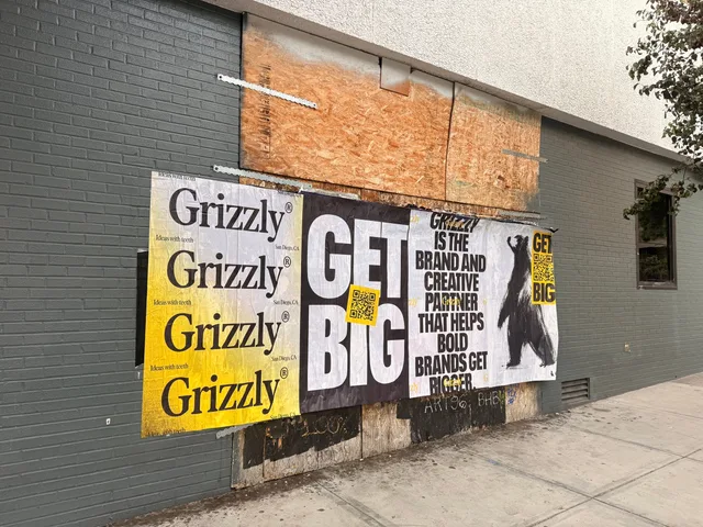 Grizzly 48x72 jumbo wheatpaste poster in downtown San Diego by Beyond Street Media (photo 15 of 16).