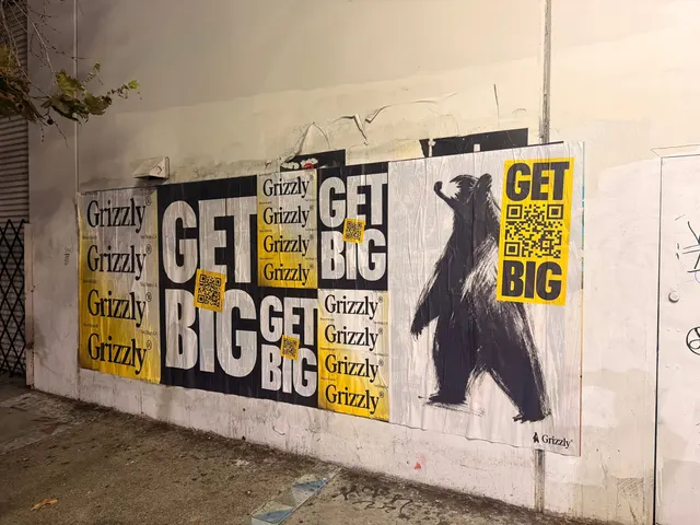 Grizzly 48x72 jumbo wheatpaste poster in downtown San Diego by Beyond Street Media (photo 14 of 16).