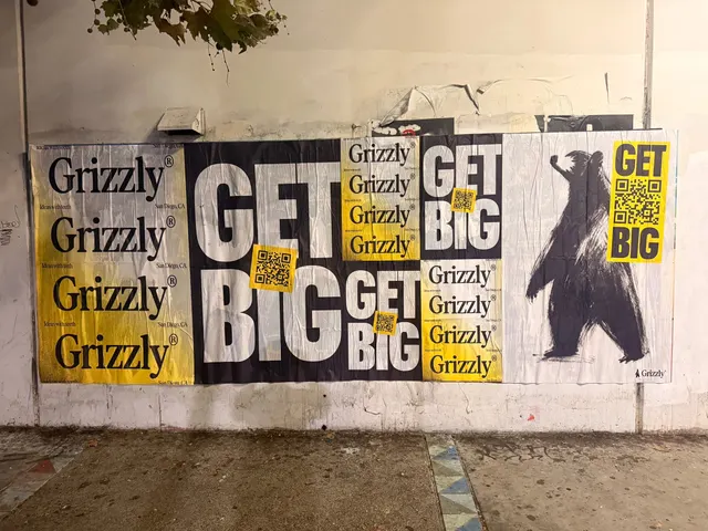 Grizzly 48x72 jumbo wheatpaste poster in downtown San Diego by Beyond Street Media (photo 16 of 16).
