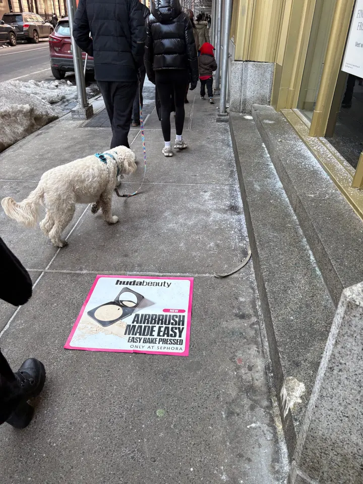 Huda Beauty sidewalk decal in New York City, New York City by Beyond Street Media