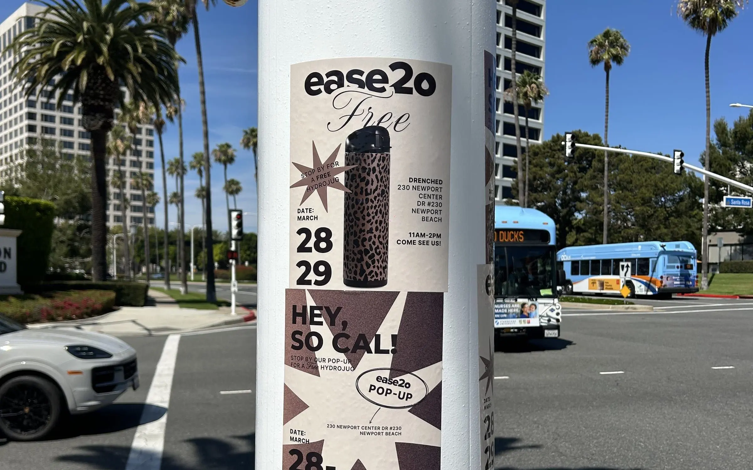 ease2o / HydroJug pole-sticker snipe, Newport Beach