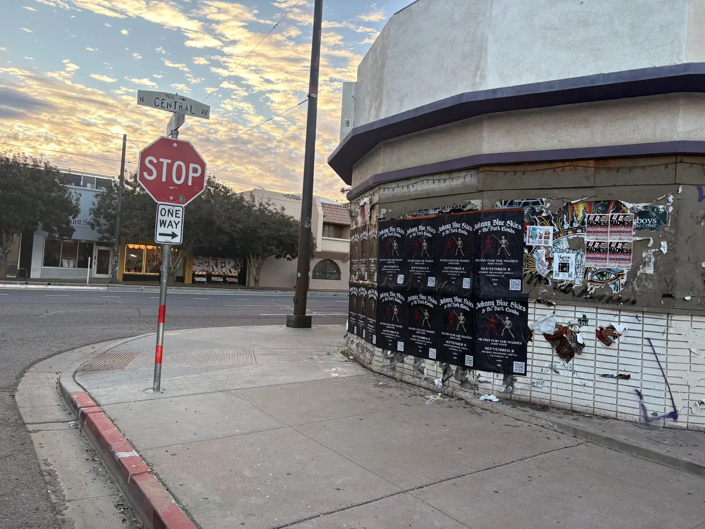Johnny Blue Skies wheatpaste show poster in downtown Phoenix by Beyond Street Media (photo 2 of 31).