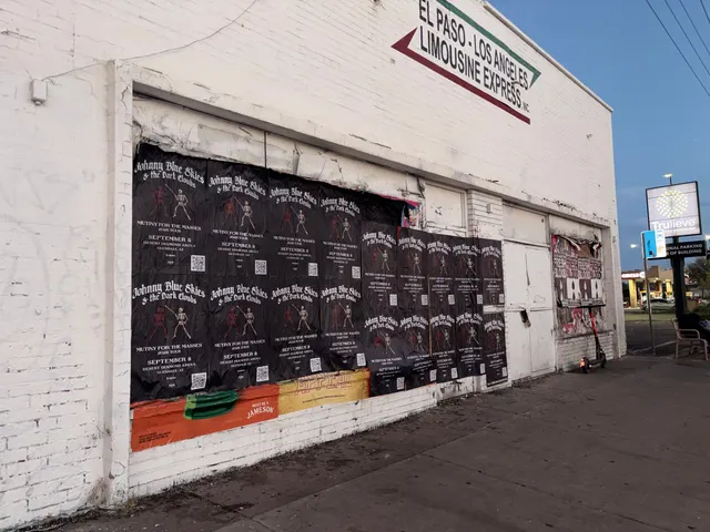 Johnny Blue Skies wheatpaste show poster in downtown Phoenix by Beyond Street Media (photo 6 of 31).