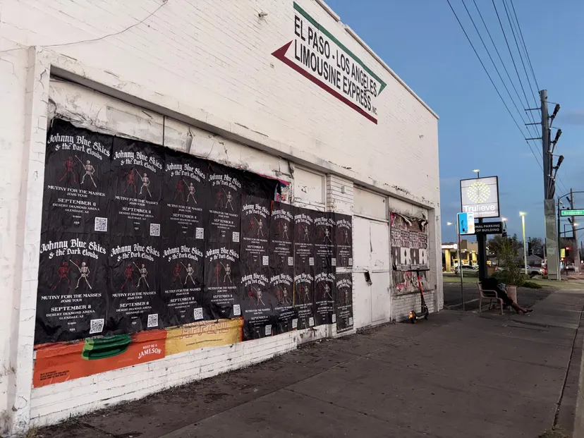 Johnny Blue Skies wheatpaste show poster in downtown Phoenix by Beyond Street Media (photo 16 of 31).