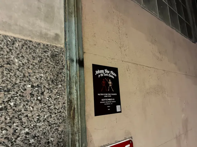 Johnny Blue Skies wheatpaste show poster in downtown Phoenix by Beyond Street Media (photo 19 of 31).