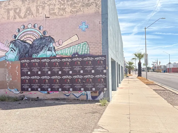 Johnny Blue Skies wheatpaste show poster in downtown Phoenix by Beyond Street Media