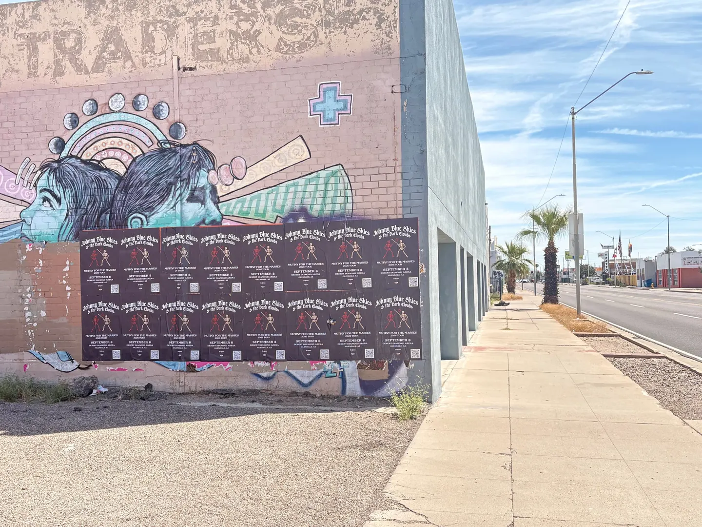 Johnny Blue Skies wheatpaste show poster in downtown Phoenix by Beyond Street Media (photo 1 of 31).