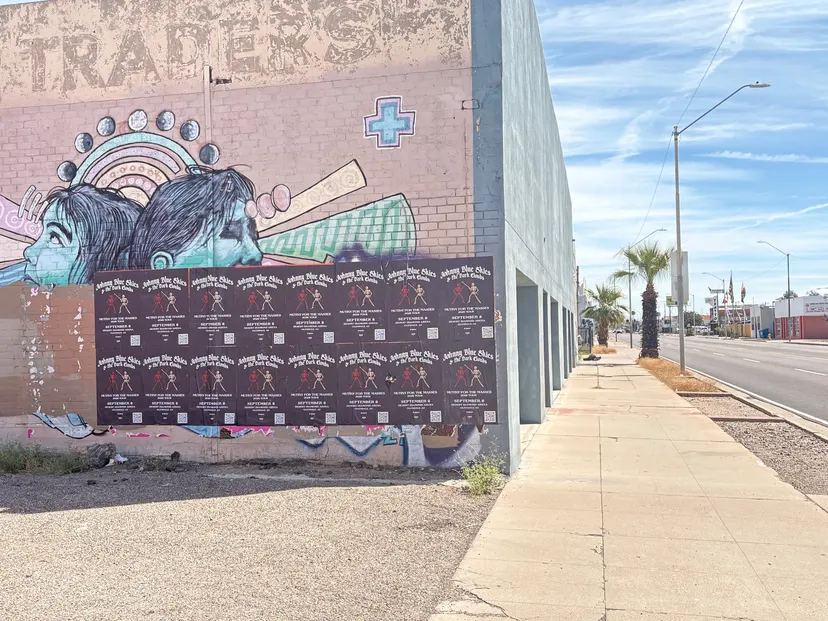 Johnny Blue Skies wheatpaste show poster in downtown Phoenix by Beyond Street Media (photo 1 of 31).