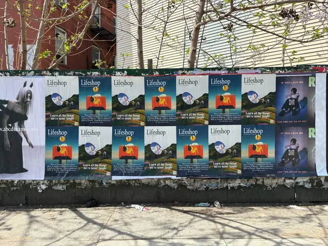 Lifeshop 'Learn all the things we're never taught' wheatpaste in New York City (Williamsburg scaffolding) by Beyond Street Media (photo 4 of 13).