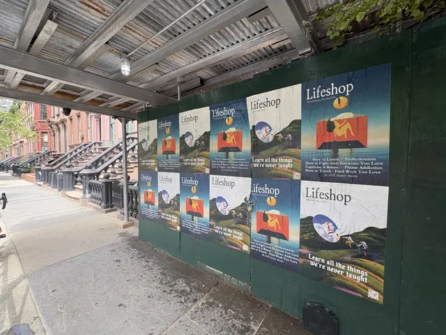 Lifeshop 'Learn all the things we're never taught' wheatpaste in New York City (Williamsburg scaffolding) by Beyond Street Media (photo 8 of 13).