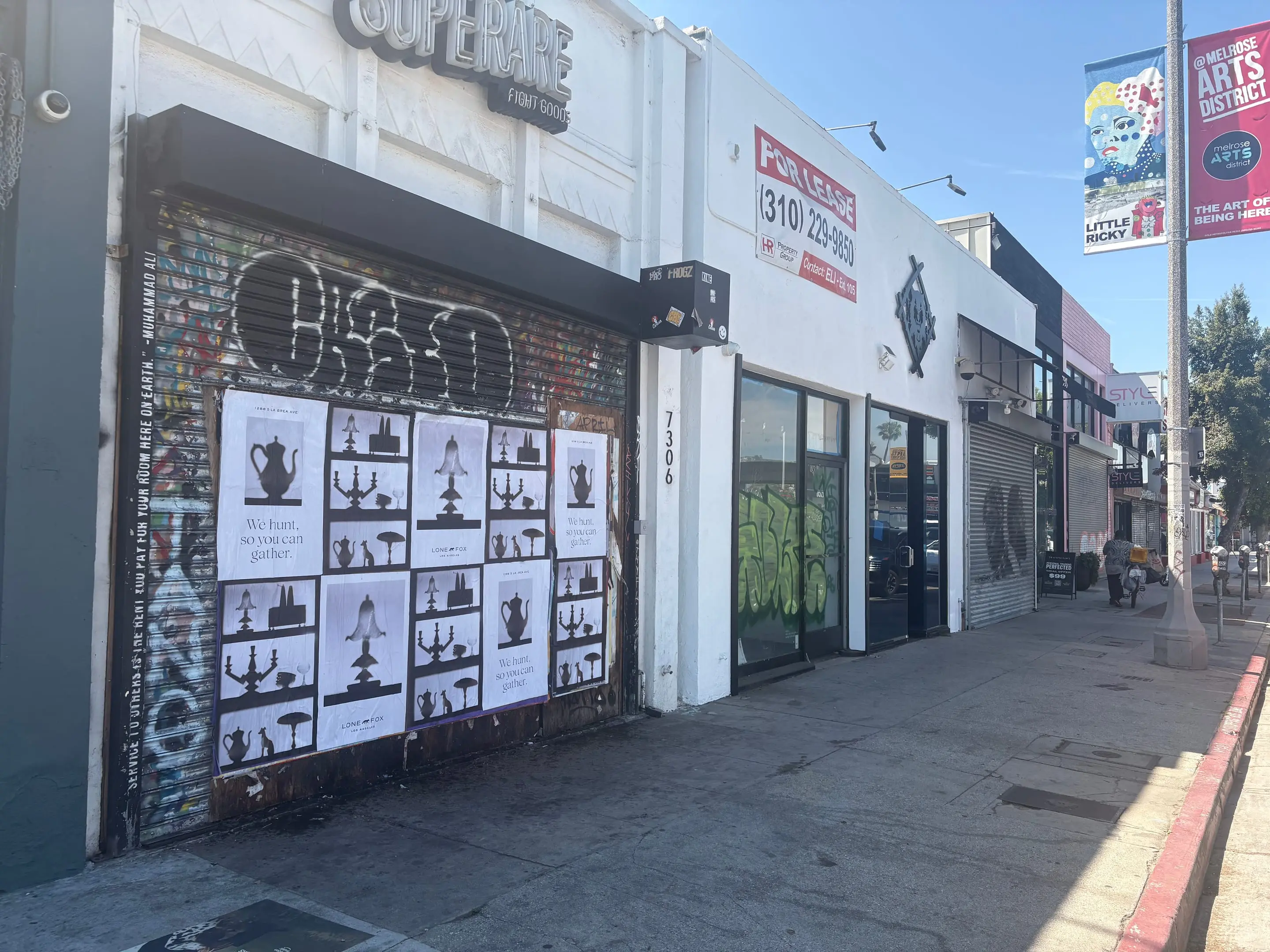 Lone Fox 'We hunt, so you can gather' wheatpaste poster campaign on documented walls in Los Angeles, CA by Beyond Street Media