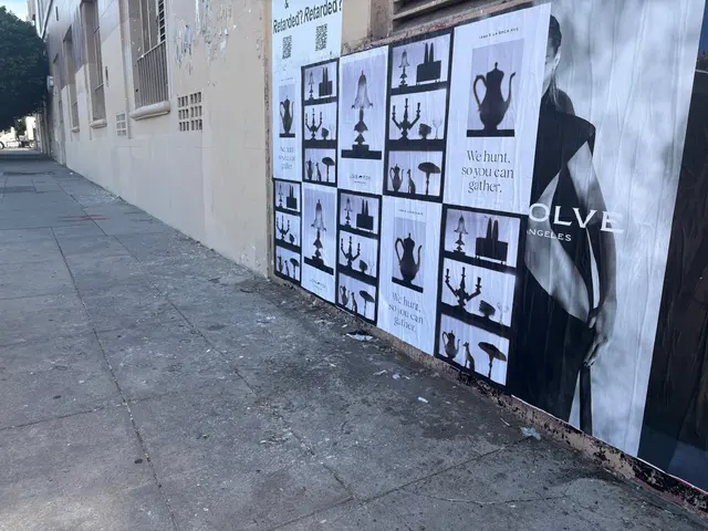 Lone Fox 'We hunt, so you can gather' wheatpaste poster campaign on documented walls in Los Angeles, CA by Beyond Street Media (photo 21 of 22).
