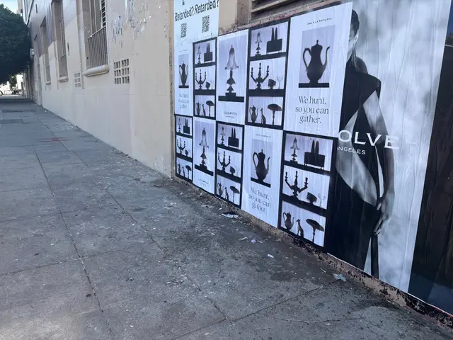 Lone Fox 'We hunt, so you can gather' wheatpaste poster campaign on documented walls in Los Angeles, CA by Beyond Street Media (photo 21 of 22).