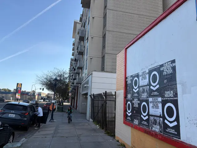 Wheatpaste poster install for Palantir Technologies on San Diego, CA in San Diego, CA, black-and-white 'Every Generation Faces Its Test / This Is Yours' paste-up poster install by Beyond Street Media (photo 10 of 45).
