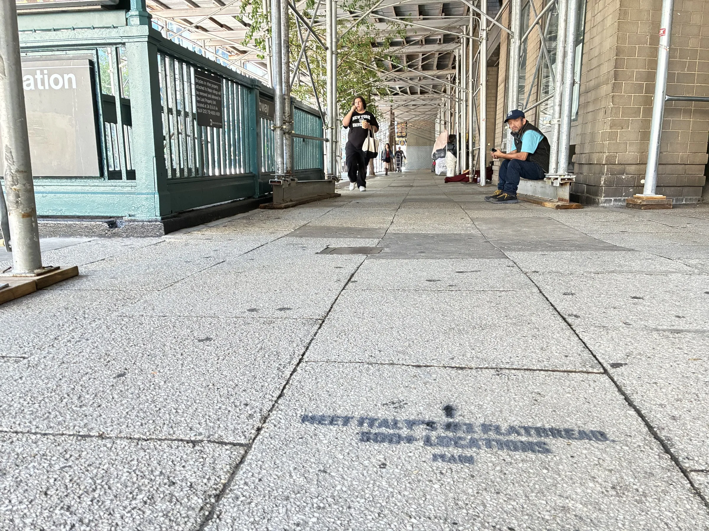 PIADI La Piadineria chalk stencil wayfinding campaign around 23rd St and Broadway in New York by Beyond Street Media