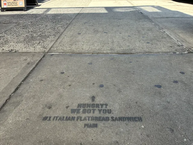 PIADI La Piadineria chalk stencil wayfinding campaign around 23rd St and Broadway in New York by Beyond Street Media